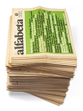 [IMPORTANT FORUM OF ITALIAN POSTMODERNISM AND NEO-AVANT-GARDE] Alfabeta: mensile di informazione culturale [Alphabet: a monthly of cultural information]. Nos. 1&ndash;114 in 105 issues (all published).