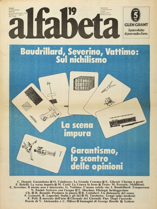 [IMPORTANT FORUM OF ITALIAN POSTMODERNISM AND NEO-AVANT-GARDE] Alfabeta: mensile di informazione culturale [Alphabet: a monthly of cultural information]. Nos. 1&ndash;114 in 105 issues (all published).