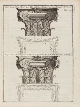 [THE "MOST COMPREHENSIVE CONCEPT OF ARCHITECTURAL THEORY IN THE GERMAN-LANGUAGE SPHERE"] Der auserle&szlig;neste und nach den Regeln der antiquen Bau-Kunst sowohl, als nach dem heutigen Gusto verneuerte Goldmann, als der rechtschaffenste Bau-Meister, oder die gantze Civil-Bau-Kunst, in unterschiedlichen vollst&auml;ndigen Anweisungen (...) abgehandelt [The most elaborate and according to the rules of the ancient art of building as well as according to today's taste renewed Goldmann, as the most righteous building master, or the whole civil architecture art, treated in different complete instructions (...)]. 16 parts and 5 (of 6) supplements, together 21 parts in 4 volumes.