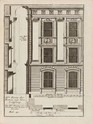 [THE "MOST COMPREHENSIVE CONCEPT OF ARCHITECTURAL THEORY IN THE GERMAN-LANGUAGE SPHERE"] Der auserle&szlig;neste und nach den Regeln der antiquen Bau-Kunst sowohl, als nach dem heutigen Gusto verneuerte Goldmann, als der rechtschaffenste Bau-Meister, oder die gantze Civil-Bau-Kunst, in unterschiedlichen vollst&auml;ndigen Anweisungen (...) abgehandelt [The most elaborate and according to the rules of the ancient art of building as well as according to today's taste renewed Goldmann, as the most righteous building master, or the whole civil architecture art, treated in different complete instructions (...)]. 16 parts and 5 (of 6) supplements, together 21 parts in 4 volumes.