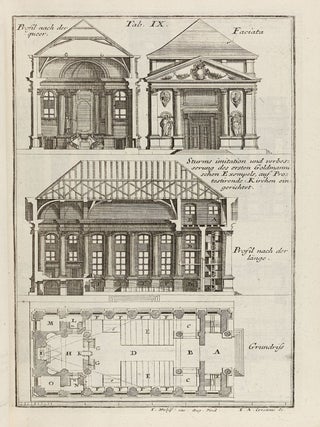 [THE "MOST COMPREHENSIVE CONCEPT OF ARCHITECTURAL THEORY IN THE GERMAN-LANGUAGE SPHERE"] Der auserle&szlig;neste und nach den Regeln der antiquen Bau-Kunst sowohl, als nach dem heutigen Gusto verneuerte Goldmann, als der rechtschaffenste Bau-Meister, oder die gantze Civil-Bau-Kunst, in unterschiedlichen vollst&auml;ndigen Anweisungen (...) abgehandelt [The most elaborate and according to the rules of the ancient art of building as well as according to today's taste renewed Goldmann, as the most righteous building master, or the whole civil architecture art, treated in different complete instructions (...)]. 16 parts and 5 (of 6) supplements, together 21 parts in 4 volumes.