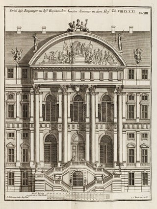 [THE "MOST COMPREHENSIVE CONCEPT OF ARCHITECTURAL THEORY IN THE GERMAN-LANGUAGE SPHERE"] Der auserle&szlig;neste und nach den Regeln der antiquen Bau-Kunst sowohl, als nach dem heutigen Gusto verneuerte Goldmann, als der rechtschaffenste Bau-Meister, oder die gantze Civil-Bau-Kunst, in unterschiedlichen vollst&auml;ndigen Anweisungen (...) abgehandelt [The most elaborate and according to the rules of the ancient art of building as well as according to today's taste renewed Goldmann, as the most righteous building master, or the whole civil architecture art, treated in different complete instructions (...)]. 16 parts and 5 (of 6) supplements, together 21 parts in 4 volumes.