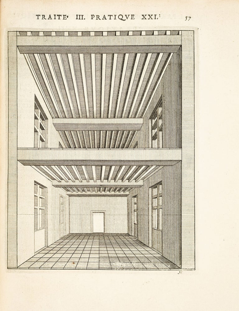 Item #55206 [FOUNDATIONS OF VIRTUAL REALITY &ndash; BEGINNING OF THE PARISIAN &lsquo;PERSPECTIVE WAR&rsquo; &ndash; THE MACCLESFIELD COPY] La perspective pratique: n&eacute;cessaire &agrave; tous peintres, graveurs, sculpteurs, architectes, orf&egrave;vres, brodeurs, tapissiers, et autres qui se meslent de desseigner [Practical perspective: necessary for all painters, engravers, sculptors, architects, goldsmiths, embroiderers, upholsterers, and others who engage in drawing]. Three volumes (all published). &ndash; BOUND WITH: Three related pamphlets of the Parisian 'Perspective War' (see below). Jean Dubreuil.