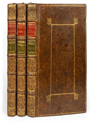 [FOUNDATIONS OF VIRTUAL REALITY &ndash; BEGINNING OF THE PARISIAN &lsquo;PERSPECTIVE WAR&rsquo; &ndash; THE MACCLESFIELD COPY] La perspective pratique: n&eacute;cessaire &agrave; tous peintres, graveurs, sculpteurs, architectes, orf&egrave;vres, brodeurs, tapissiers, et autres qui se meslent de desseigner [Practical perspective: necessary for all painters, engravers, sculptors, architects, goldsmiths, embroiderers, upholsterers, and others who engage in drawing]. Three volumes (all published). &ndash; BOUND WITH: Three related pamphlets of the Parisian 'Perspective War' (see below).
