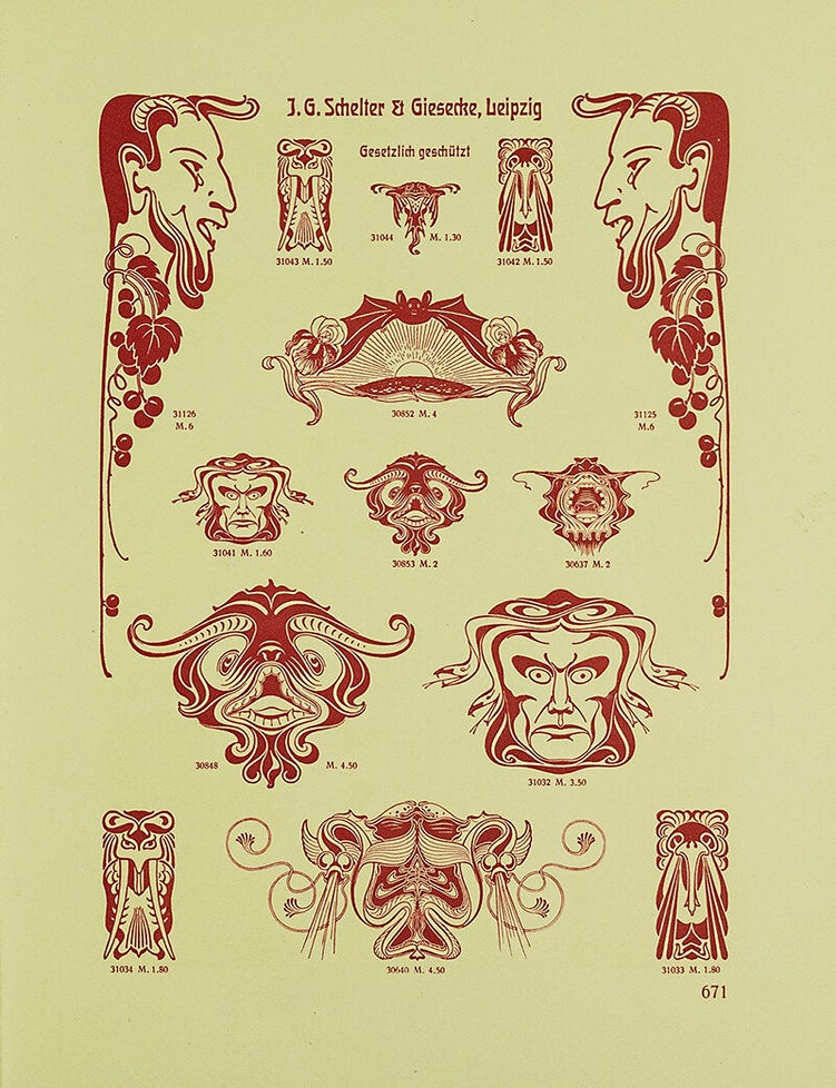Item #55317 [ART NOUVEAU &ndash; GERMAN TYPOGRAPHY] Accidenz-Zierat und Buchschmuck [von C. Adams]. J. G. Schelter, Giesecke and C. Adams, Giesecke, C. Adams.
