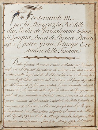 Item #55542 [SICILY &ndash; THE BOURBON MONARCHY ALIENATES ECCLESIASTICAL PROPERTY &ndash; LATE...