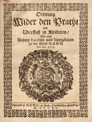 Item #55769 [VELVET, SILK, LINEN, GOLD AND SILVER – A PROTECTIONIST AND ZWINGLIAN ORDER OF...