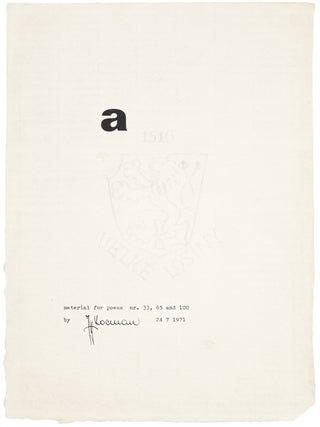 [CONCRETE POETRY IN CZECHOSLOVAKIA &ndash; FLUXUS EAST OF JIRI VALOCH] A collection of concrete and experimental poetry in Czechoslovakia in the 1960s&ndash;1980s, including works by Jiř&iacute; Valoch, Karel Miler, J.H. Kocman, and V&aacute;clav Vokolek.