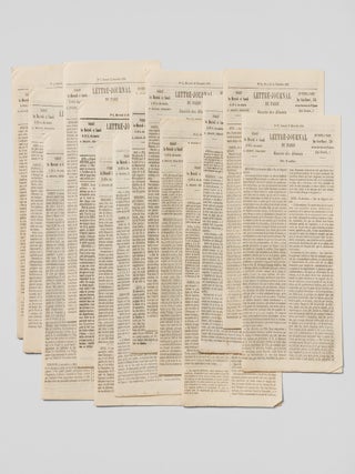 [SENT BY BALLOONS FROM BESIEGED PARIS] Lettre-journal de Paris: gazette des absents [Letter-newspaper of Paris: gazette of absentees], nos. 3&ndash;18, 20&ndash;32, 34&ndash;35, 37&ndash;40 (of 40), and supplement leaves relating to nos. 4, 13, 14, 20. In 35 issues.