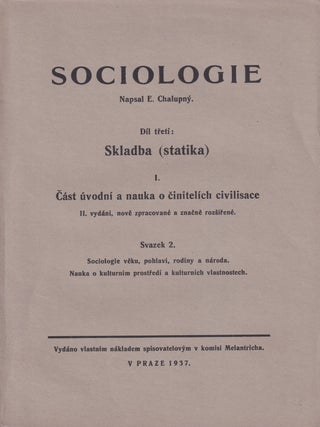 Item #55832 [TWO WORKS BY AN EARLY CZECH CHAMPION OF LGBT RIGHTS] Sociologie. D&iacute;l třet&iacute;,...