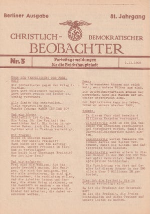 Item #P003839 [RARE EARLY GERMAN APO PUBLICATION] Christlich-Demokratischer Beobachter. Berliner...