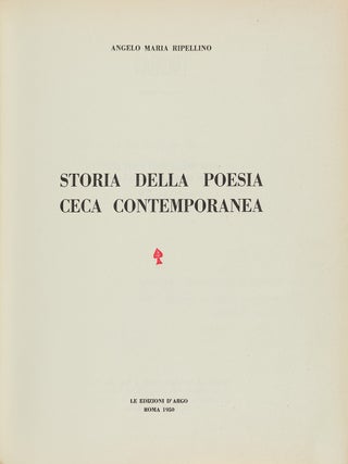 Item #P5249 [CZECH AVANT-GARDE] Storia della poesia Ceca contemporanea [History of contemporary...