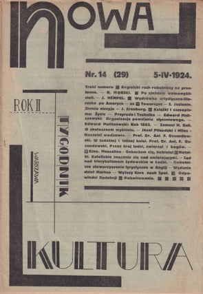 Item #P5811 Nowa kultura: tygodnik [New Culture: a weekly], vol. II, no. 14 (29). Franciszka...