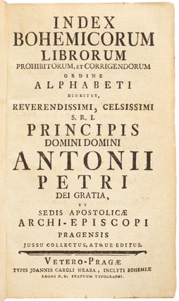 Item #P5929 [A RADICAL JESUIT – FOUNDER OF CZECH 'BIBLIOGRAPHY'] Index bohemicorum librorum...